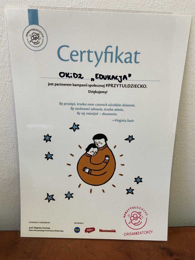 Certyfikat akcji #przytuldziecko
