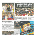 Wycinek gazety ze zdjęciami i opisem sukcesu młodego sportowca w taekwondo