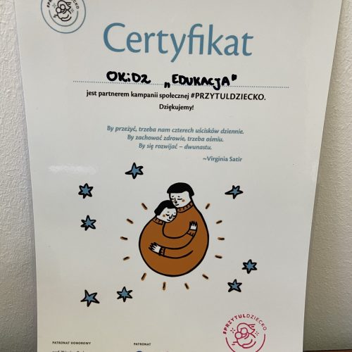 Certyfikat – akcja #przytuldziecko