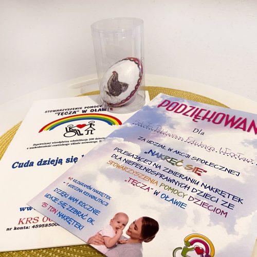 Podziękowanie od Stowarzyszenia Pomocy Dzieciom „Tęcza” w Oławie